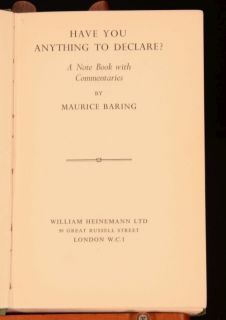 commonplace book from Maurice Baring, sharing his knowledge of many