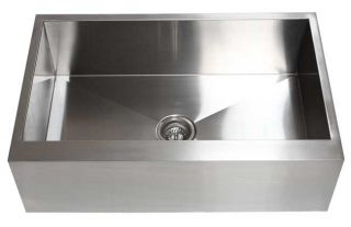 33 Farm Apron Kitchen Stainless Steel Sink Flat Front Zero Radius