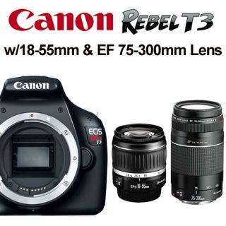 Canon Rebel T3 1100D Digital SLR Camera 18 55 Is II 75 300 III Lens