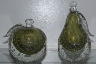 Pair of Vintage Murano Italian Art Glass Fruit Bookends