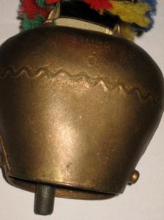 Vintage Swiss Stubai Metal Cow Bell w Fringed Leather Strap Fluela