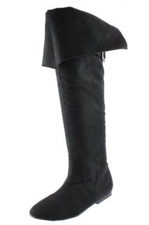 Rampage New Kourtney Black Faux Suede Over The Knee Boots Shoes 7 5