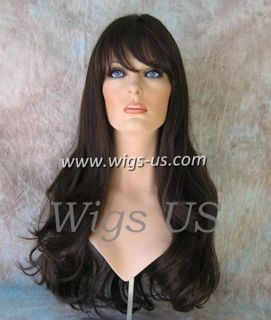 Wigs Heat Safe Long Layers Bangs Wig Brown Black Red Color Choice