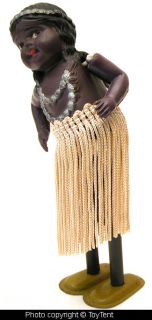 Hawaiian Hula Dancer Vintage Celuloid Wind Up with Swinging Skirt