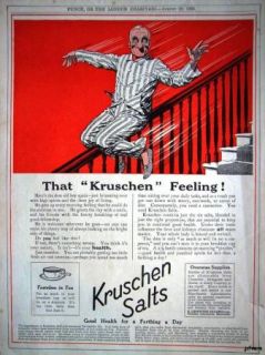 Original Kruschen Salts Ad Vintage 1923 Medical Advert
