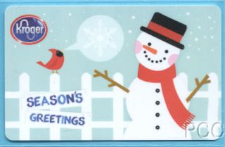 Kroger Seasons Greetings Snowman 2011 Gift Card