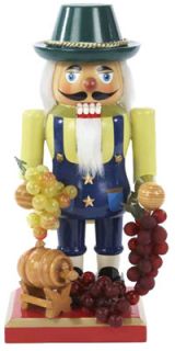 Chubby Wooden Wine Maker Christmas Nutcracker Figurine