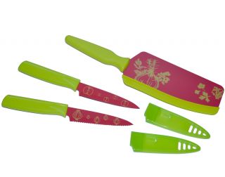 Kuhn Rikon 3 Piece Herb Vegetable Fruit Knife Set Flexi Spatula Knife