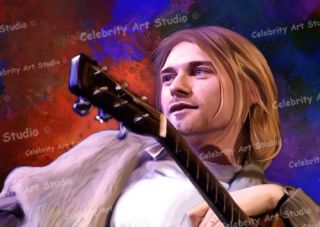 Kurt Cobain Poster CD Oil Painting Canvas w 1 5 Mount