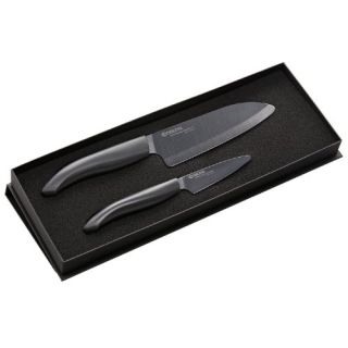 Kyocera Revolution Series Paring and Santoku Knife Set, Black Blade