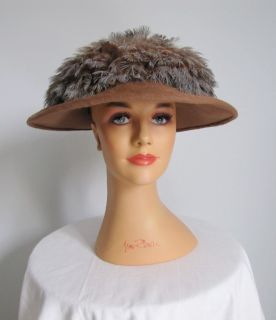 Couture Quality Vintage 1940s 50s Fur and Feather Hat Topper