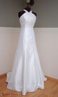 Amour White Faille Satin Halter Wedding Dress 2