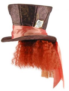 Mad Hatter Top Hat w Hair Disney Licesed Johnny Depp
