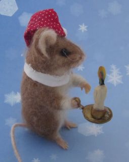 Original Needle Felted Christmas Kris Mouse by Artist Robin Joy