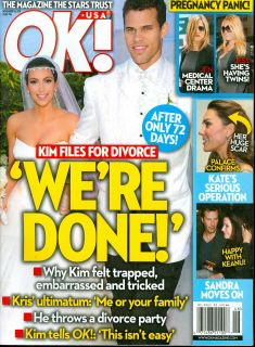 Magazine Kim Kardashian Kris Humphries Divorce After 72 Hours