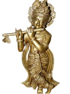 Lord Krishn Brass Statue Krishna Playing Flute India Art Decorative