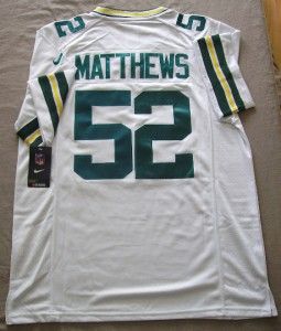 Bay Packers 52 Clay Matthews Nike Jersey in White Mens Large