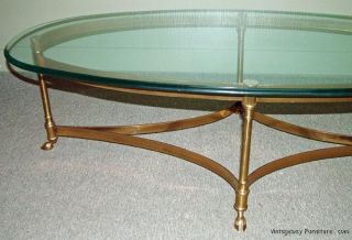5856 Labarge Hollywood Regency Brass Glass Cocktail Coffee Table