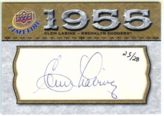 Clem Labine Timeline Cuts Auto Signatures 23 28 Dodgers