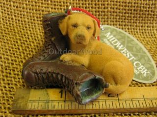 Midwest Of Cannon Falls Yellow Lab Puppy With Hunting Boots Resin