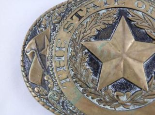 Tony Lama Solid Brass State of Texas Belt Buckle