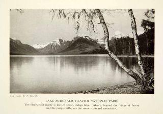 1923 Print Lake McDonald Glacier National Park Montana USA Scenery