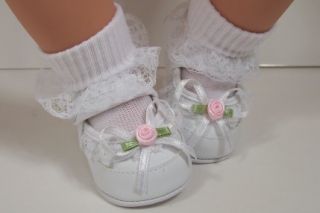White Fancy Lace Ribbon Baby Doll Shoes for Lee Middleton Toddler