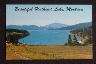 1960s Flathead Lake Looking South Toward Polson Bigfork MT Flathead Co