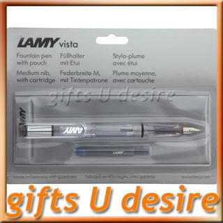 Brand New Stylish LAMY Vista Fountain Pen With Pouch