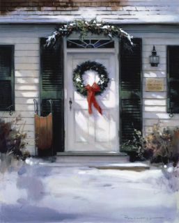 Paul Landry Christmas Door Holiday Wreath Ed Print