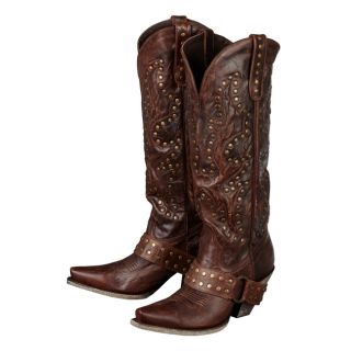 Lane Western Boots Womens Cowboy Stud Rocker Brown Vintage 10 B