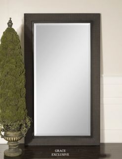 Langdon Large Black Wood Beveled Wall Floor Mirror