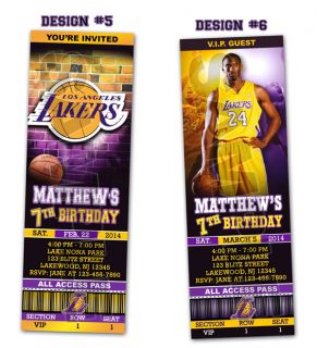 La Lakers Birthday Party Ticket Invitations Kobe Bryant Printable