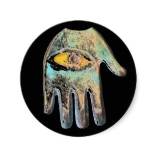 Hand of Fatima, evil eye protection Round Stickers