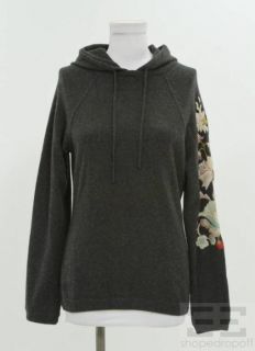 Lana Bilzerian Dark Grey Embroidery Cashmere Hooded Sweater Size M