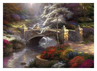 Original Landscape Bridge of Hope Art Oil Painting Print on Canvas 16