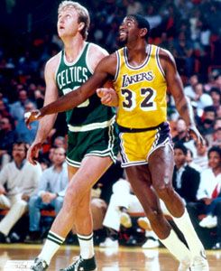 Larry Bird vs Magic Johnson Boston Celtics vs La Lakers 1980s Poster