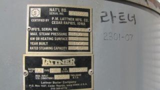 Lattner He 9 5 HP Steamease Vertical Steam Boiler Natural Gas 399 000