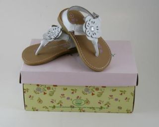 Laura Ashley White Flower Leather Like Between Toe Sandals Size 5