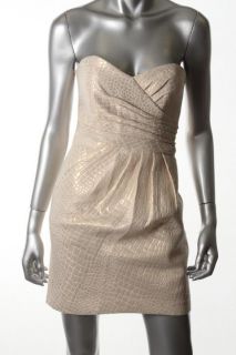 Laundry by Shelli Segal Ivory Textured Strapless Lined Cocktail