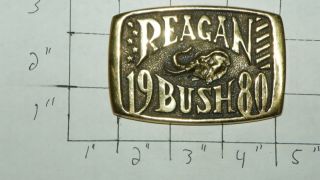 RARE Solid Brass Belt Buckle Reagan Bush 1980 Missing Buckle