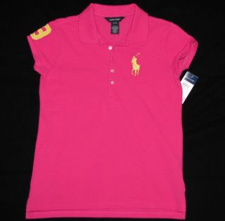 NWT RALPH LAUREN Polo Shirt Girls XL / Womens S Small Pink Pique BIG