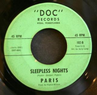 Northern Soul 45 Paris on Doc Sleepless Nights Wishing Well Mega RARE