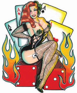 Redhead Dice Lady Luck Hotrod Vegas Sticker Vinyl Decal