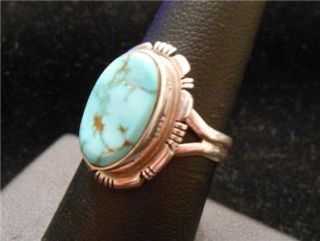 Larry Yazzie Navajo Sterling Silver Turquoise Ring Immaculate