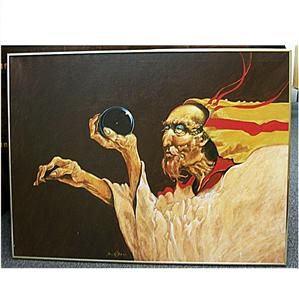 Original 1979 Signed Lawrence w Lee Oil on Canvas Early Shaman