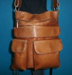 Vintage Lavive Large Brown Expandable Leather Messenger Cross Body