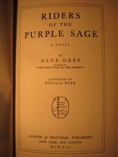 1912 EX RARE Zane Grey Rider Purple Sage Advance Issue