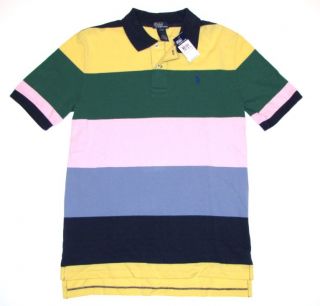 NWT RALPH LAUREN Polo Shirt Boys XL 18 20 Multi Colored Striped Short