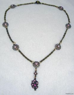 Crystal Rhinestone Leaf Art Glass Necklace Pendant USA